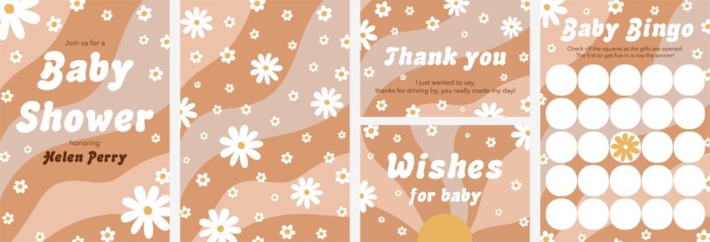 Printable set of baby shower items