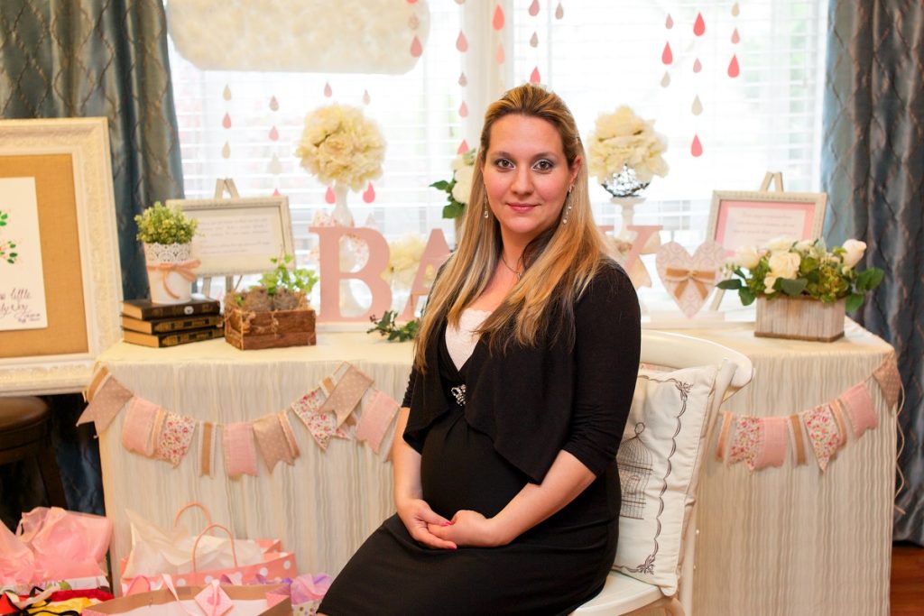 Mom to be in baby shower chair